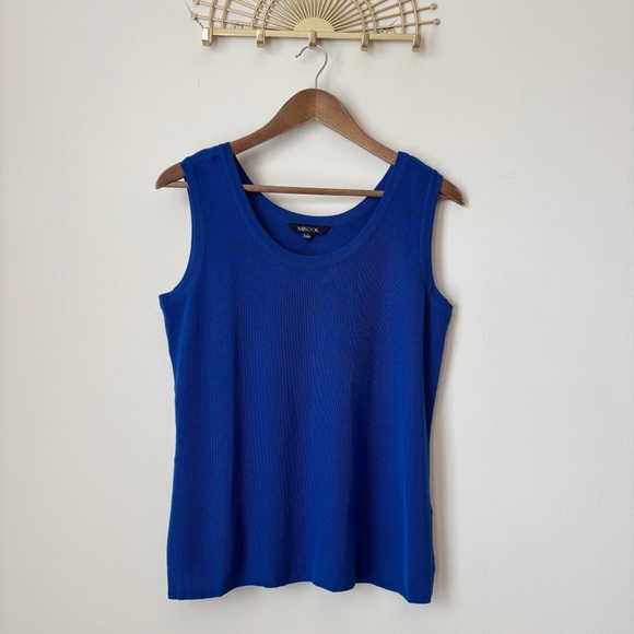 Misook Double Scoop Neck Tank Top Large Blue - Picture 1 of 7